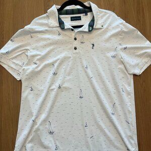 William Murray Golf Shirt Size L White with Boat Print
